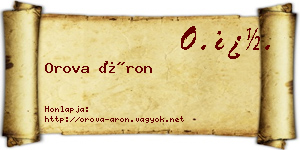Orova Áron névjegykártya