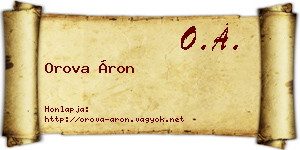 Orova Áron névjegykártya
